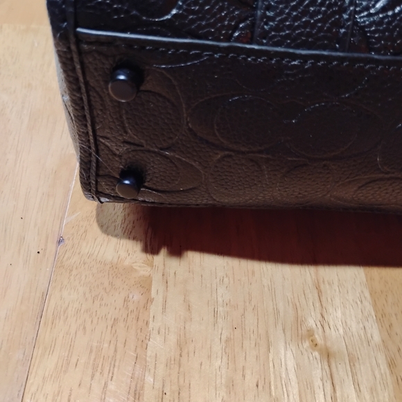 Coach Black Embossed Leather Duffel Bag Gotham 24 - Picture 4 of 6